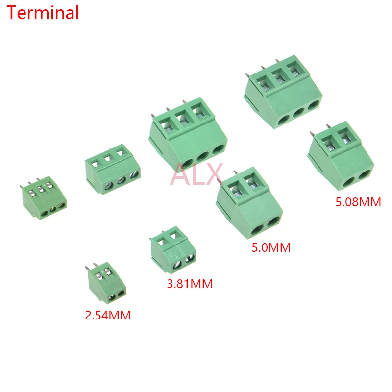10 Stücke KF120/KF128 2,54mm/3,5mm/3,81mm/5,0mm/5,08mm Pitch 2p/3p Gerade Pin PCB Schraube Terminal Block Stecker 2/3/4/5/6/8/10Pin Image