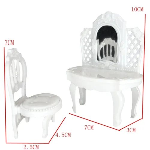 Nk 1 set mini puppen möbel mini stuhl weiß kommode spiegel dest für barbie puppe kelly 1:12 puppe