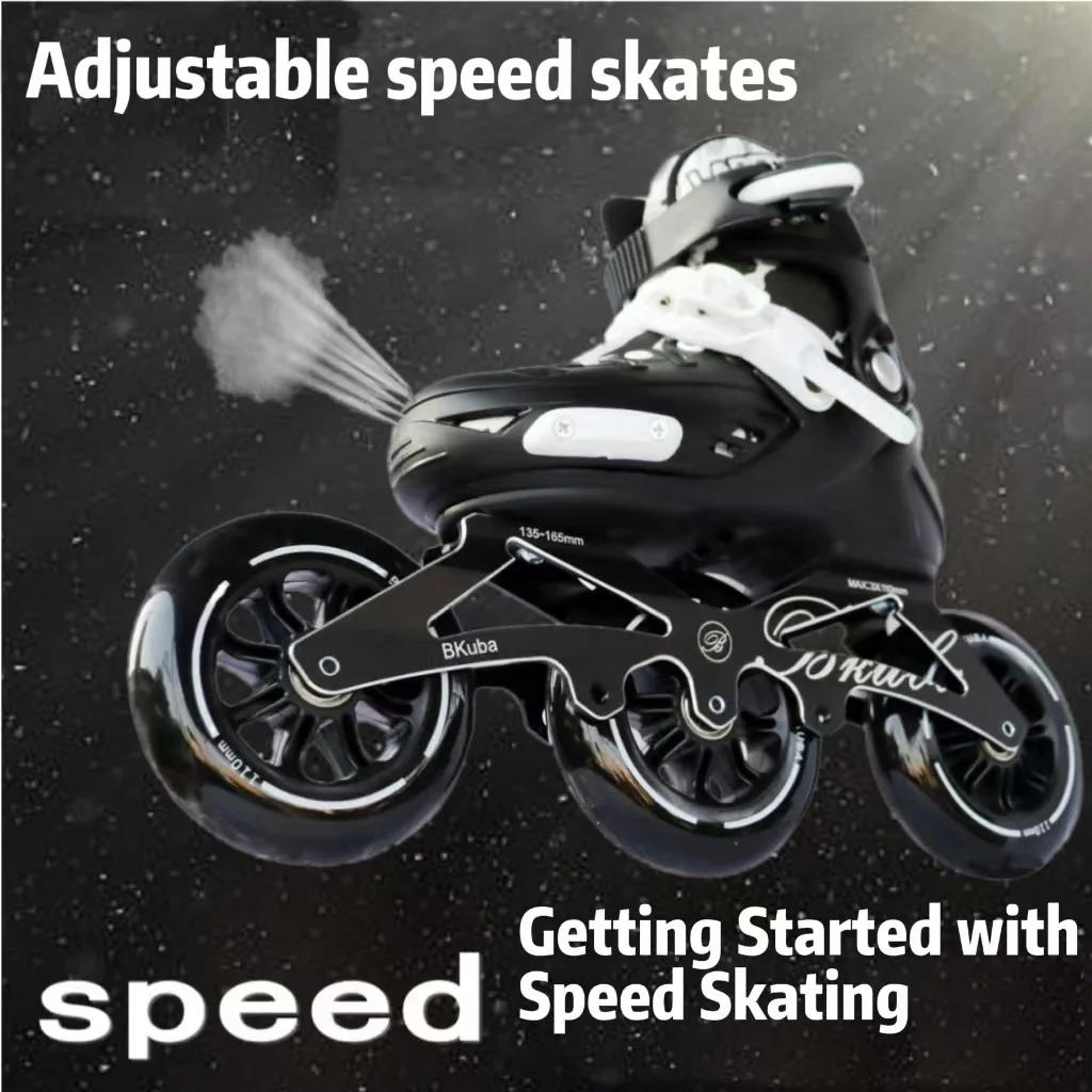 Professionelle Speed-Skates für Anfänger für Erwachsene und Kinder, Dual-Purpose-Rollschuhe, Racing-Eislauf, verstellbare Größe, große drei Räder Image