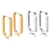 Klassische Edelstahl Ohr Schnalle Für Frauen Trendy Gold Silber Farbe Große Oval Rechteck Hoop Huggie Punk Hip Hop Schmuck Geschenk
