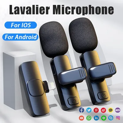 Wireless Lavalier Microphone Mini Audio Video Recording For iPhone 14 ProMax 13 12 11 Mic Live