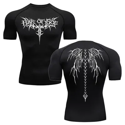 Graphic Compression Shirts for Men Short Sleeve Rash Guard Gym Workout Tshirt Tees Athletic Quick