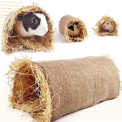 Rabbit Hideaway Toy Grass Straw Bunny Toy Tunnel Hamster Accessories for Guineapig Chinchilla Ferret