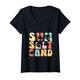 Damen Sommer Sonne Sonne Sand Strand Urlaub inspiriert T-Shirt mit V-Ausschnitt