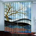 Blackout Curtains Bedroom Super Soft Thermal Insulated Curtains Blackout Eyelet Blackout Curtains For Living Room 94 Inch Drop, 3D Printing Abstract Golden Tree Print Pattern, 2 Panels