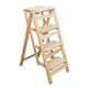 XXLI Wooden 4 Steps Ladders Folding Climb High Stool Solid Wood Household Step Ladder Shelf for Kitchen Portable Multi-Purpose Foldable Stepladders/Walnut (Color : Wood Color)