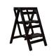 XXLI Stepladders 3 Steps Climb Ladders Folding Portable Solid Wood Household Step Ladder Shelf for Kitchen or Library Multi-Purpose Folding Stool/White (Color : Black)