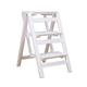 XXLI Stepladders 3 Steps Climb Ladders Folding Portable Solid Wood Household Step Ladder Shelf for Kitchen or Library Multi-Purpose Folding Stool/White (Color : White)