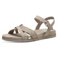 Sandale TAMARIS Gr. 36, beige (beige, kombiniert) Damen Schuhe Keilsandaletten Sommerschuh, Sandalette, Keilabsatz, mit Klettverschluss
