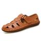 HJBFVXV Men's Sandals Summer Men Sandals Leisure Beach Men Shoes High Quality Genuine Leather Sandals Fashion Men's Sandals Big size 38-47 (Color : Red brown, Size : 7)