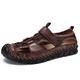HJBFVXV Men's Sandals Men Summer Flat Sandals Beach Footwear Male Sneakers Low Wedges Shoes (Color : Dark Brown, Size : 47)