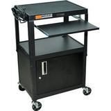 Luxor Used Adjustable Height Steel A/V Cart with Keyboard Shelf and Cabinet (Black) AVJ42KBC