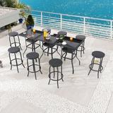 Wildon Home® Abriyah Square 8 - Person 27.6" Long Bar Height Outdoor Dining Set Glass in Black | Wayfair DF6BD7CED7E74DFAAFA1DA53EEE0E2D9