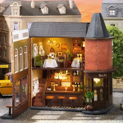 Restaurant DIY handgemachte Montage Modellbau 3D Puzzle Spielzeug Puppenhaus Mini Kit Zimmer
