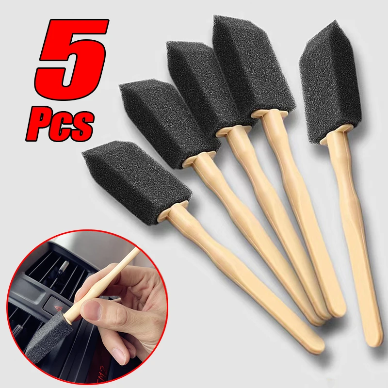 5 Stück Auto Luft auslass Reinigung Schwamm bürste Detail lierung Bürste Auslass gitter Wasch staub Stauben tfernung Auto Innenraum saubere Werkzeuge Image