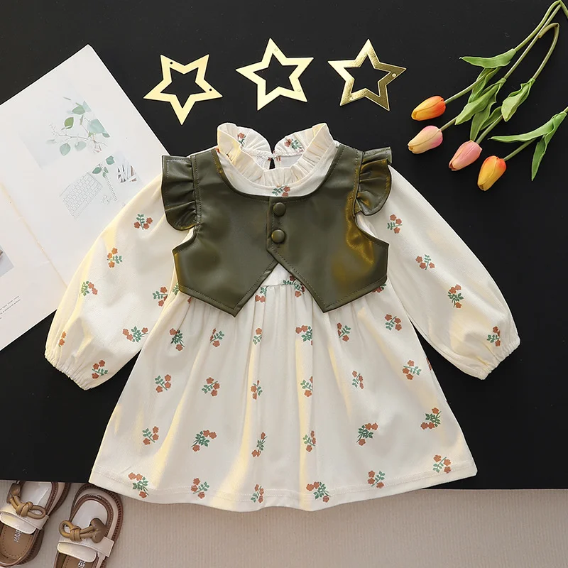 Kinder Mädchen Kleider Frühling Herbst Baby Kleidung Langarm Print Kleider Für Mädchen Mode Kinder Kleidung Outfit 10M-4Years Image