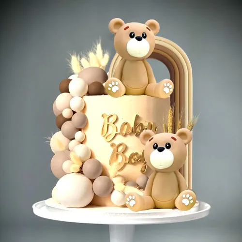 Lavnety braune Teddybär Kuchen Topper Boho Regenbogen Kuchen Dekoration für Geburtstags feier