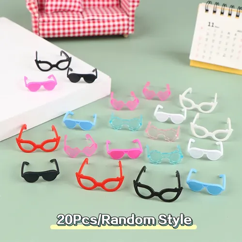 20 Stück Puppen brille Puppenhaus Miniatur bunte Brille Brillen coole Brillen Puppe Dekor Zubehör