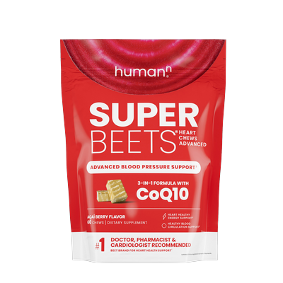 Superbeets Advanced Heart Chews Blood Pressure Support Healthy - Acai Berry Healthy - 60 Chews (30 Servings)