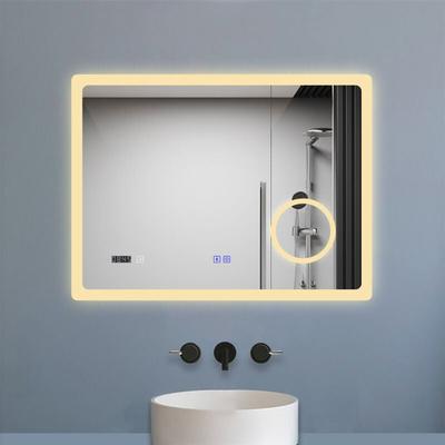 Duschparadies-de - led Badezimmer Spiegel mit Bluetooth Uhr 3-fache Vergrößerung Beschlagfrei Image