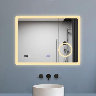 LED Badezimmer Spiegel mit Bluetooth Uhr 3-fache Vergrößerung Beschlagfrei Badspiegel mit