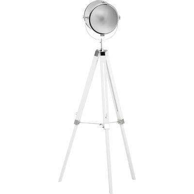 Stehleuchte Industrie-Design Dreibein Fußschalter 1, 85 cm Kiefernholz Natur + Weiß - Weiß - Homcom
