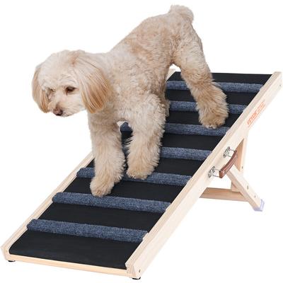 Vevor - Hunderampe 1m lang Hundetreppe mit 7 Querstangen Hundeautorampe aus Kiefernholz Gummi Image