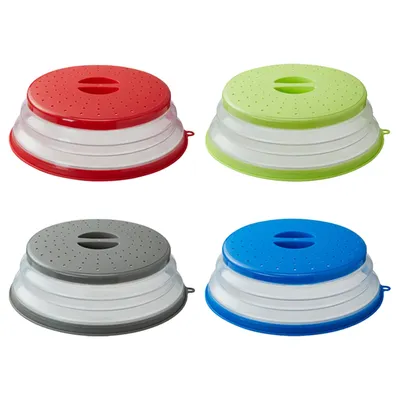 Collapsible Microwave Cover Lid Folding Silicone Microwave Plate Cover Colander Strainer for Fruit