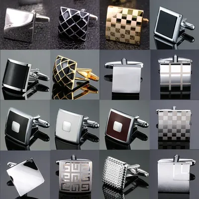 Cufflinks For Men Luxury Silvery Cuffs Retro Metal Cuff Links Mens French Square Button Shirts