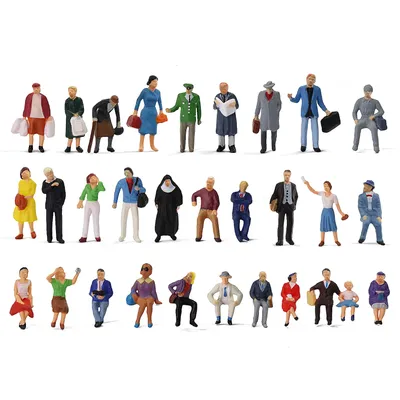 Evemodel 30pcs HO scale 1:87 Standing Seated Passenger People Painted Figures Model Train Layout