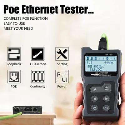 NOYAFA NF-488 Network Cable Tester PoE Switch Online Test PoE Voltage Polarity Cable Tracker Loop