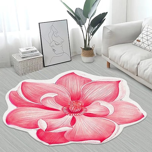 Flächenteppiche Blumenteppiche einfacher 3D-Teppich mit großer Blume waschbare Fußmatten Image