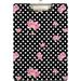Bestwell Pink Waterlily Lotus Flower Polka Dot Clipboards for Kids Student Women Men Letter Size Plastic Low Profile Clip 9 x 12.5 in Silver Clip