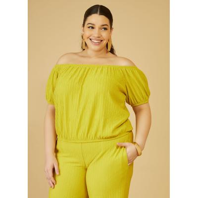 Plus Size Off The Shoulder Textured Top