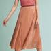 Anthropologie Skirts | Anthropologie Maeve Pleated Metallic Blush Knee Length Skirt Sz Xs | Color: Pink/Silver | Size: Xs