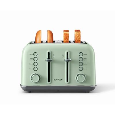BUYDEEM 4-Slice Stainless Steel Toaster with Extra Wide Slots,7-Shade Settings
