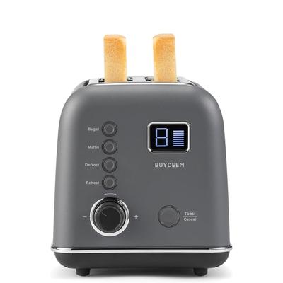 BUYDEEM 2-Slice Automatic Metal Toaster Leverless Toaster with LCD Countdown Timer