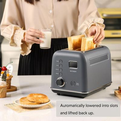 BUYDEEM 2-Slice Automatic Metal Toaster Leverless Toaster with LCD Countdown Timer