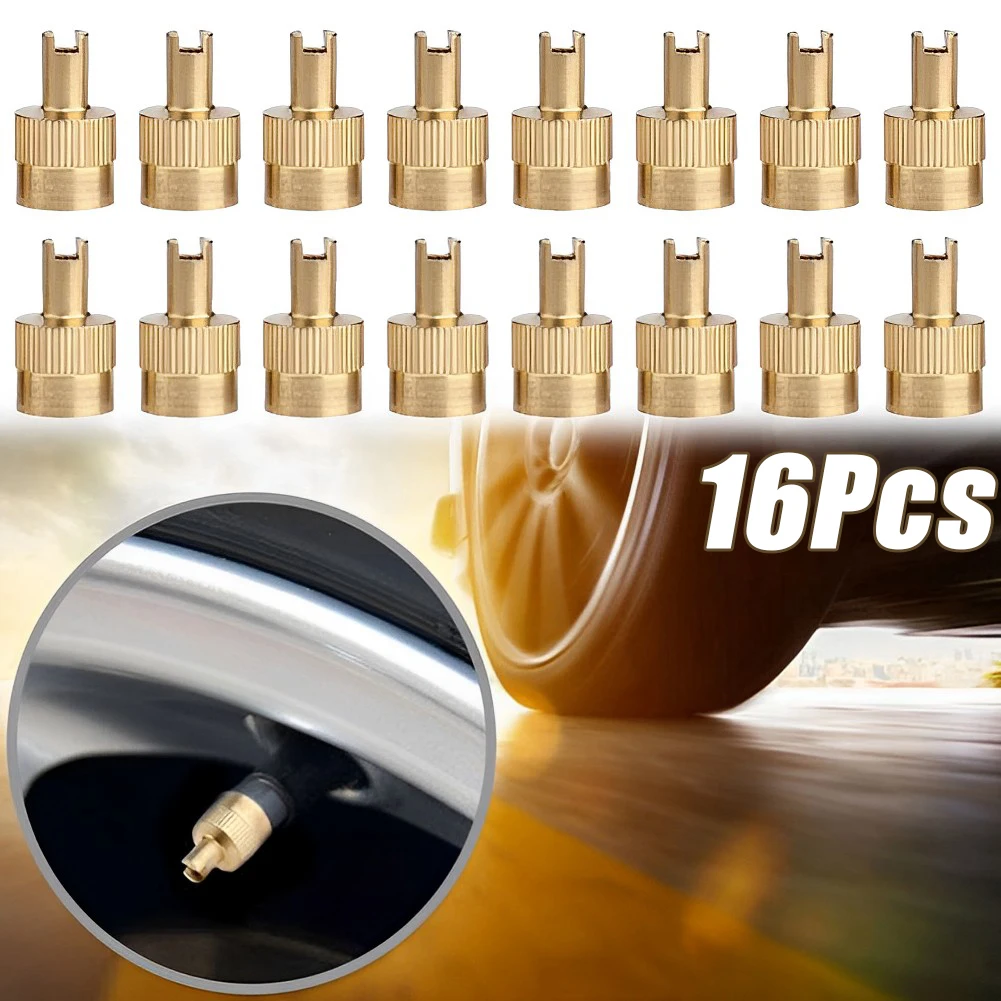 Motorrad Auto Schlitzkopf Ventilschaftkappen Vollkupfer Schlitzkopf Vorbauabdeckung mit Kernentfernungswerkzeug Rad Reifen Ventilschaftkappe Image