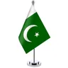 14x21cm Office Desk Flag Of Pakistan Banner Boardroom Table Stand Pole The Pakistan Cabinet Flag Set