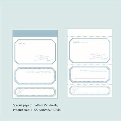 TEMU 50pcs/pack Special Paper Border Memo Pad, Border Small Day Series, Retro Simple Shaped Message Hand Account Paper Image