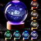 1pc 3d Solar System Model Crystal Ball Lamp, Laser Engraved Hologram With Light Base, Planet Model Science Astronomy Learning Toy, Educational Gift Lights, For Boys Surprise Gift For Girlfriend