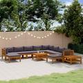 Maisonchic - 12-tlg. Garten-Lounge-Set Gartenmöbel-Set Terrassen-Sitzgruppe mit Auflage Massivholz