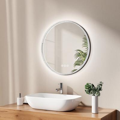 EMKE 60 cm LED Badezimmerspiegel 3 Lichtfarben Acryl Rahmen Spiegel mit Schwarzer Rand Wandspiegel