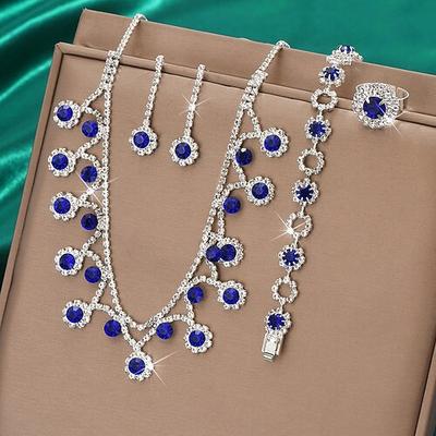 Schmuckset 5 Stück Strass Aleación Haken Ohrringe Halsketten Armbänder Damen Elegant Modisch Zierlich Geometrisch Geometrische Form Schmuck-Set Für Hochzeit Party Jahrestag Image