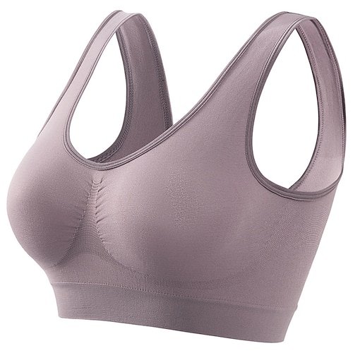 Damen-Oberteil in reiner Farbe, Sport, Basic-Home-Fitnessstudios, Nylon, atmungsaktiv, V-Bügel, ärmelloser BH, Brustpolster, Sommer-Frühlings-Home-Outfits Image