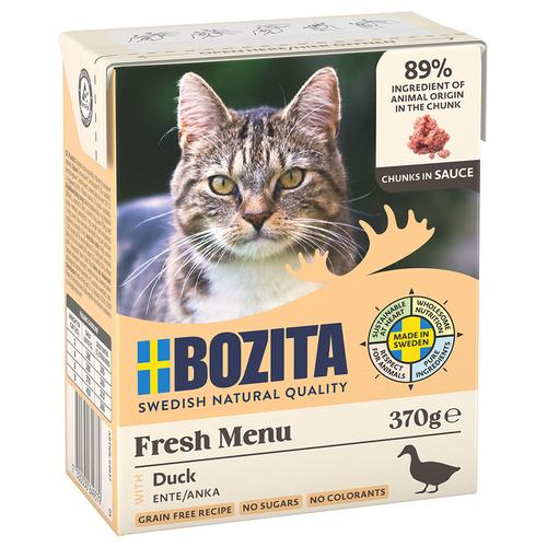 Sparpaket: 24x370g Bozita Tetra Häppchen in Soße mit Ente Katzenfutter nass