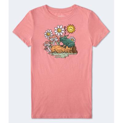 Aeropostale Womens' Frog On A Log Graphic Tee - Pink - Size XL - Cotton