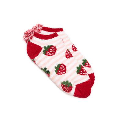 Plus Size Women's Women'S Cozy Footie Cabin Sock by MUK LUKS in Poppy Strawberry (Size ONESZ)