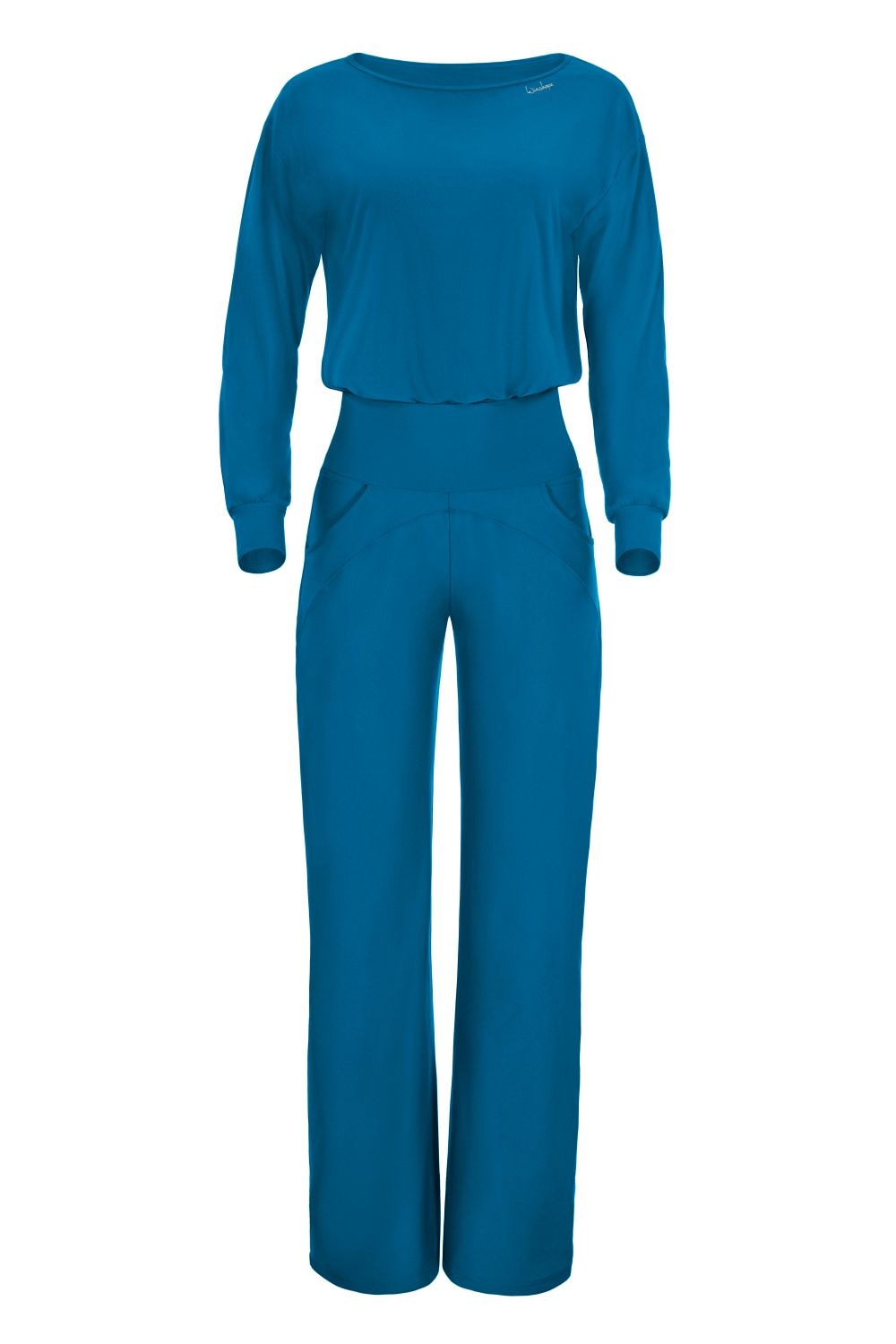 Jumpsuit WINSHAPE "JS101LSC", Damen, Gr. S, Normalgrößen, grün (teal grün), 85% Polyester, 15% Elasthan, Rundhals, Overalls Jumpsuit, Functional Comfort